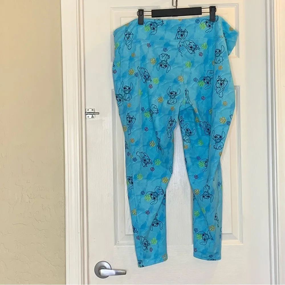 Disney Stitch All Over Light Blue Dual Side Pocket Leggings in Size 2XL
